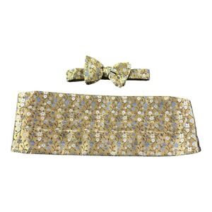 Carrot & Gibbs Golden Floral AOP Pure Silk Cummerbund Bowie Set USA